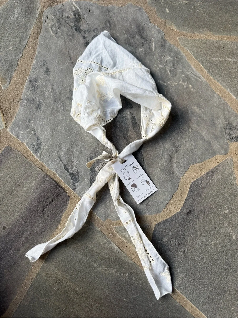 New🌟Anthropologie-Paisley Head Scarf- Ivory